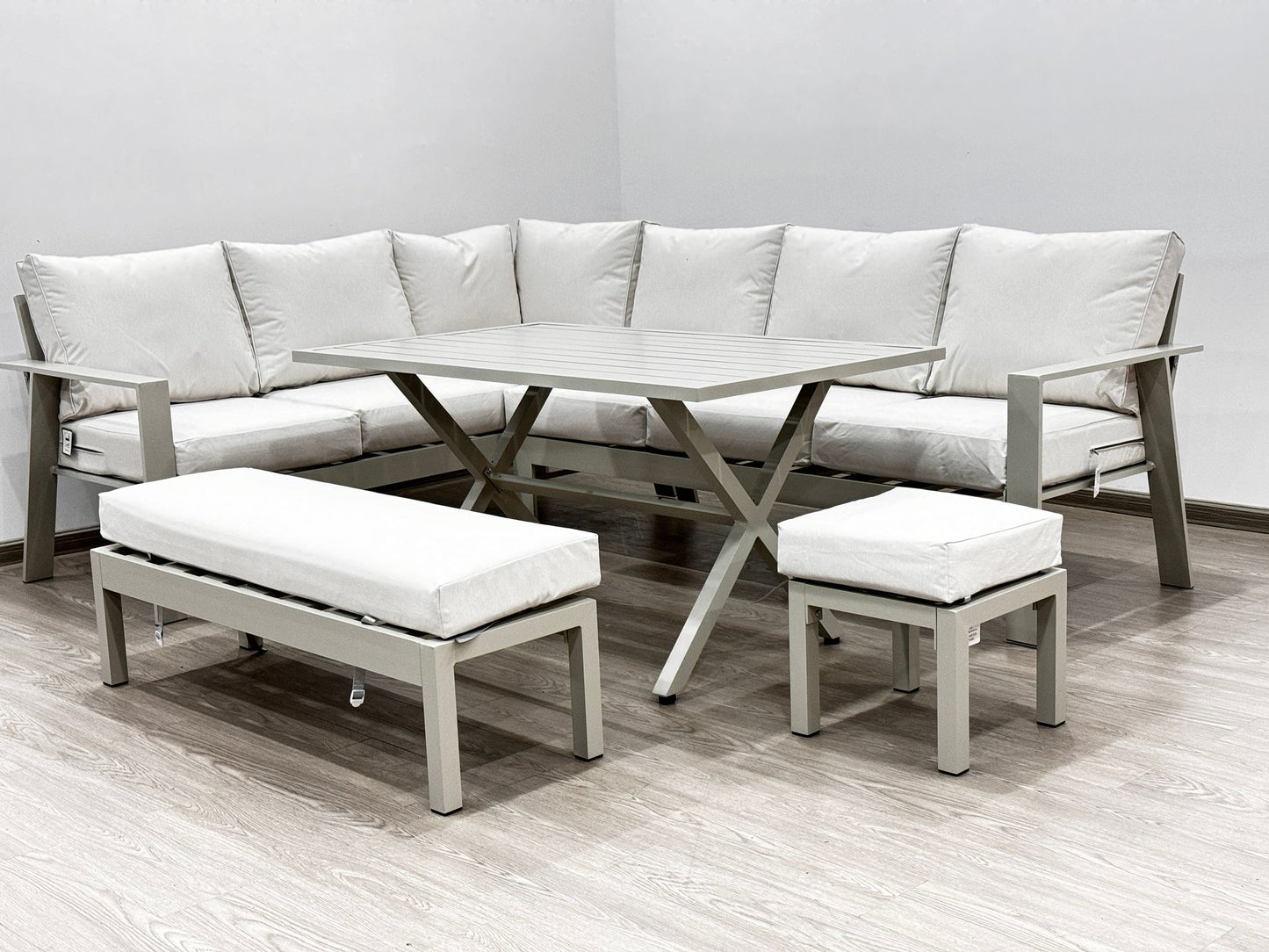 Vegas Beige Aluminium Large Corner Dining Set