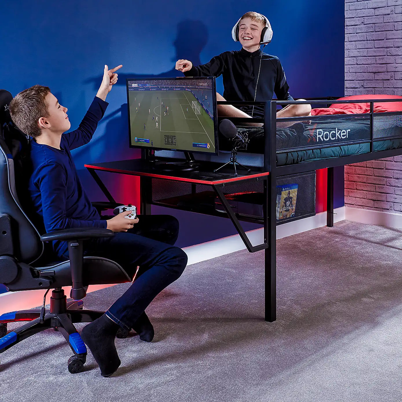 X Rocker Sanctum Mid Sleeper With Desk Gaming Bed