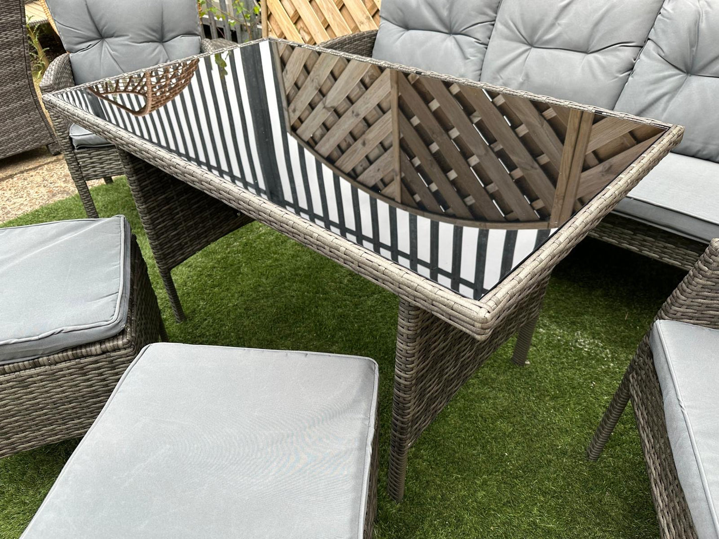 SFS078 – Mixed Grey Rattan 7 Seater Sofa Dining Set