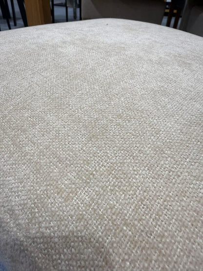 Pair of Natural Fabric Scroll Back Dining Chairs