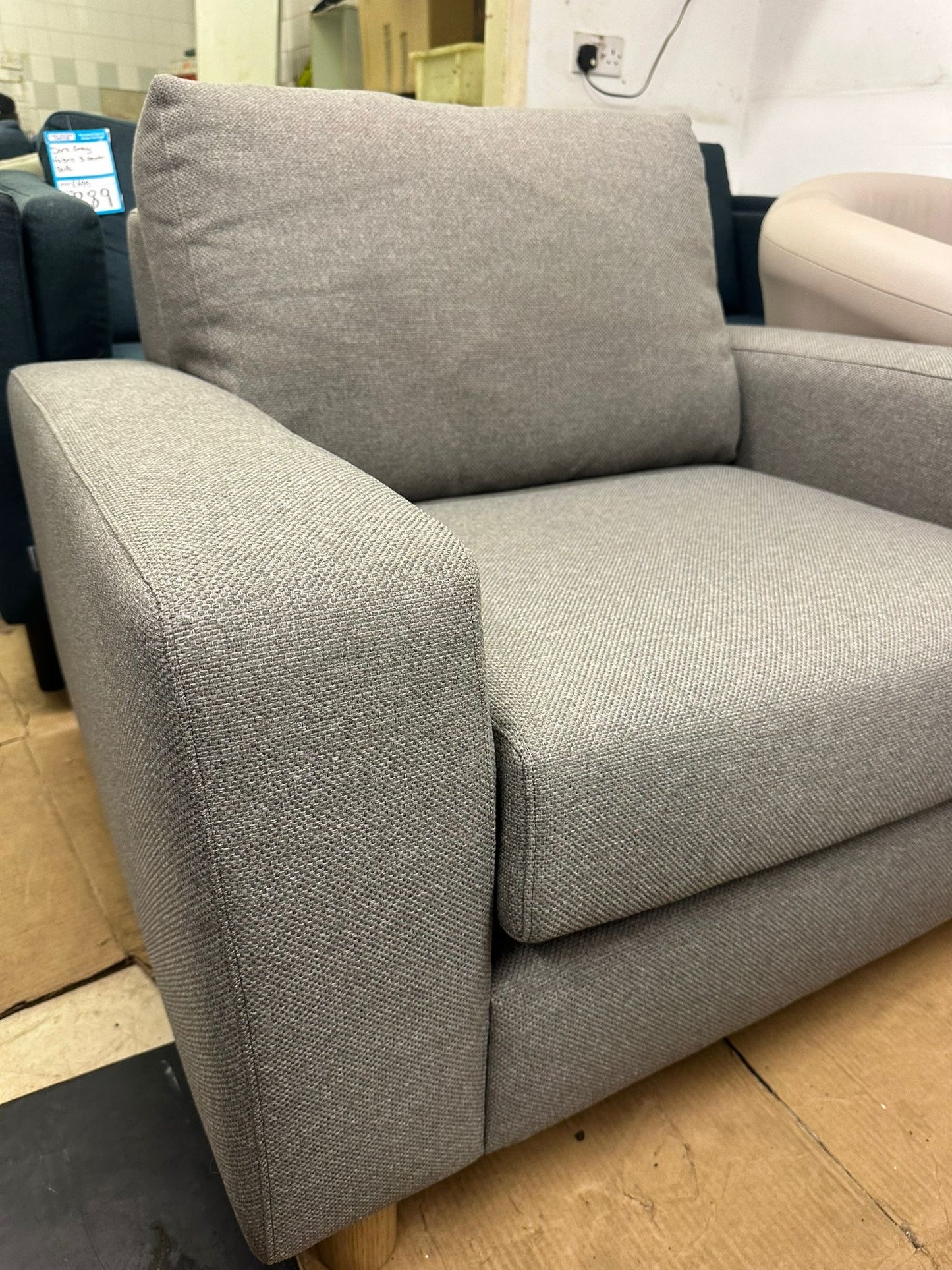 Light Grey Fabric Single Armchair