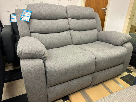 Light Grey Fabric 2 Seater Recliner