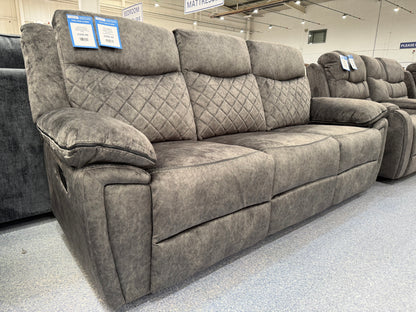 Lorenza Grey Fabric 3 Seater Manual Reclining Sofa