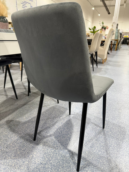 PAIR Elba Plush Grey Dining Chairs