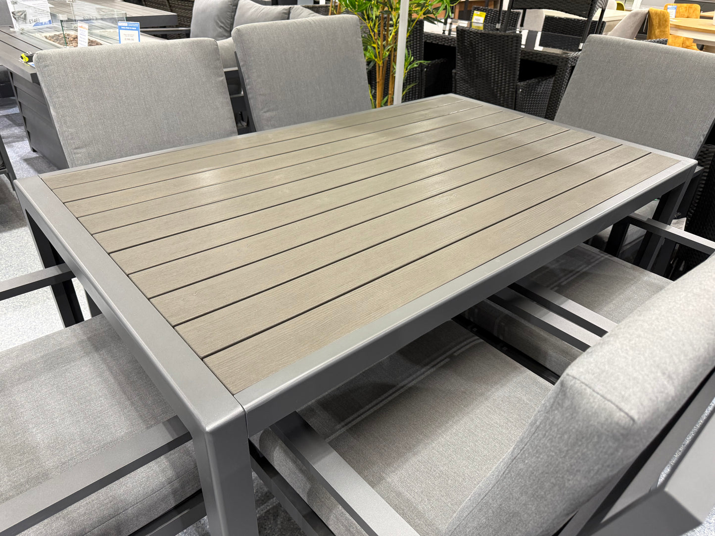 Grey Aluminium 6 Seater Garden Table & Chair Set