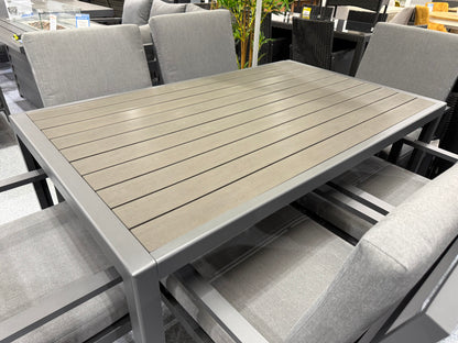 Grey Aluminium 6 Seater Garden Table & Chair Set