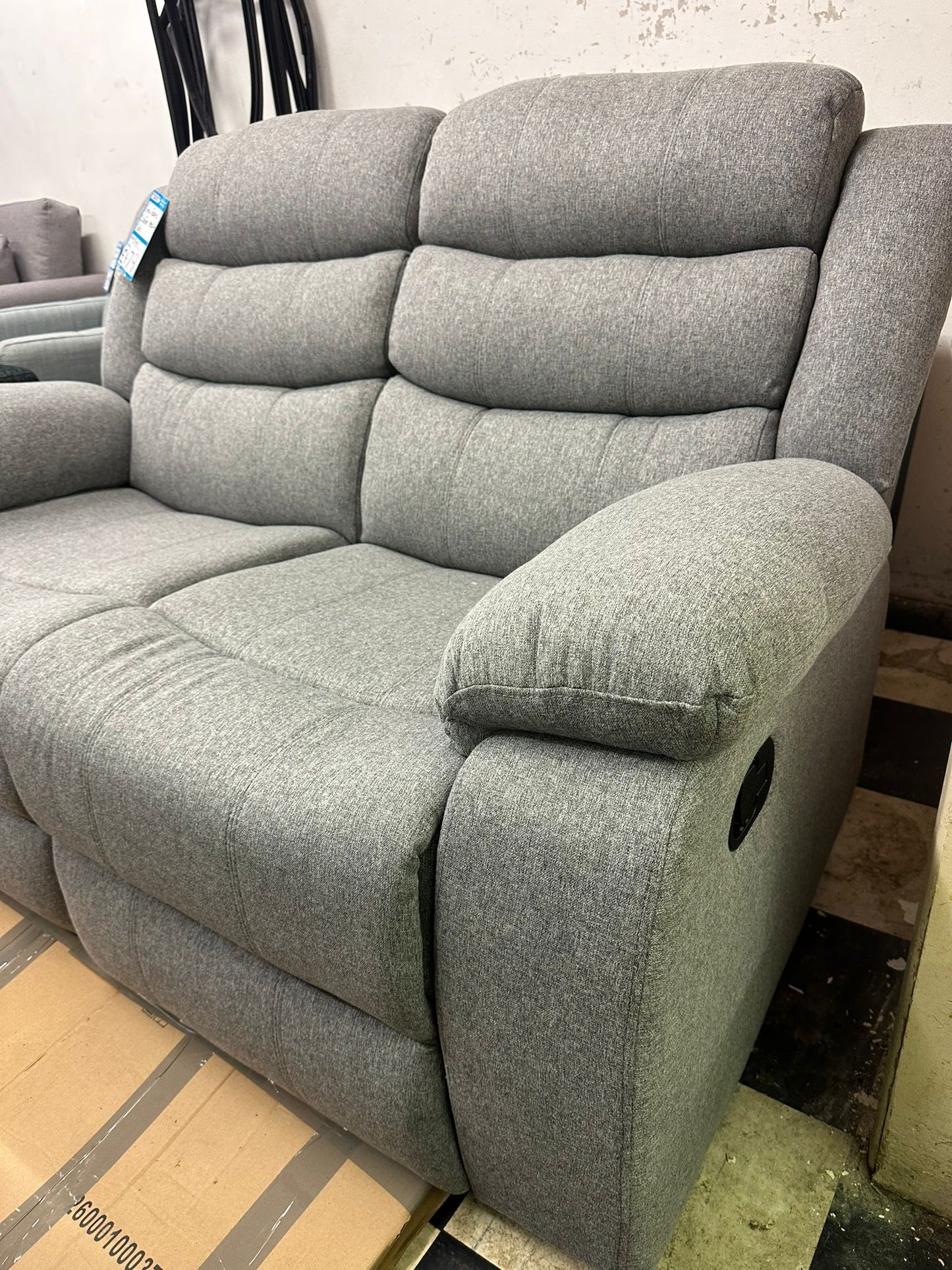 Light Grey Fabric 2 Seater Recliner