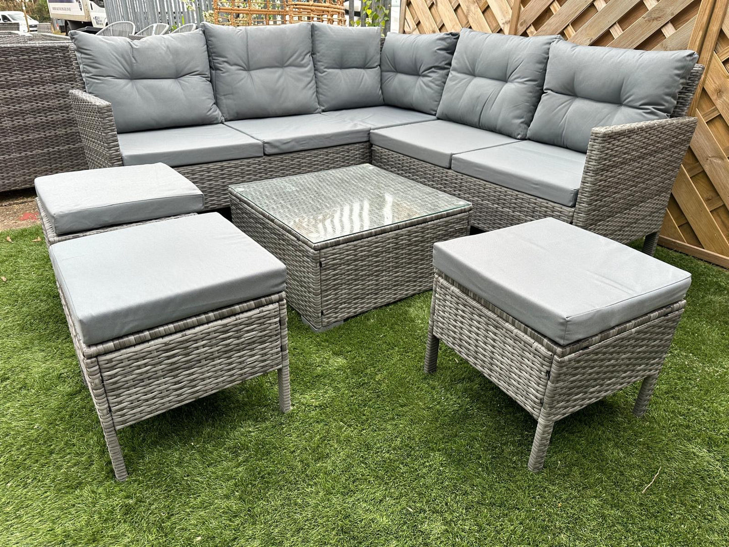 EDF050 - Mixed Grey Rattan Corner Lounge Set