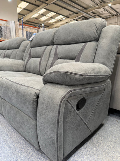 Venice Marble Grey Fabric 2 Seater Manual Reclining Sofa