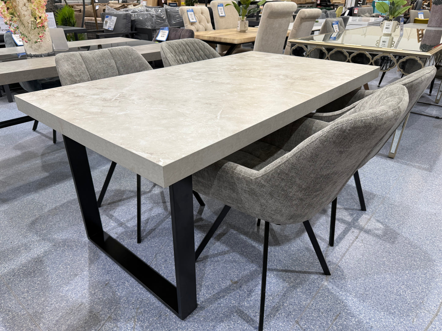 London Grey Concrete Effect Dining Table