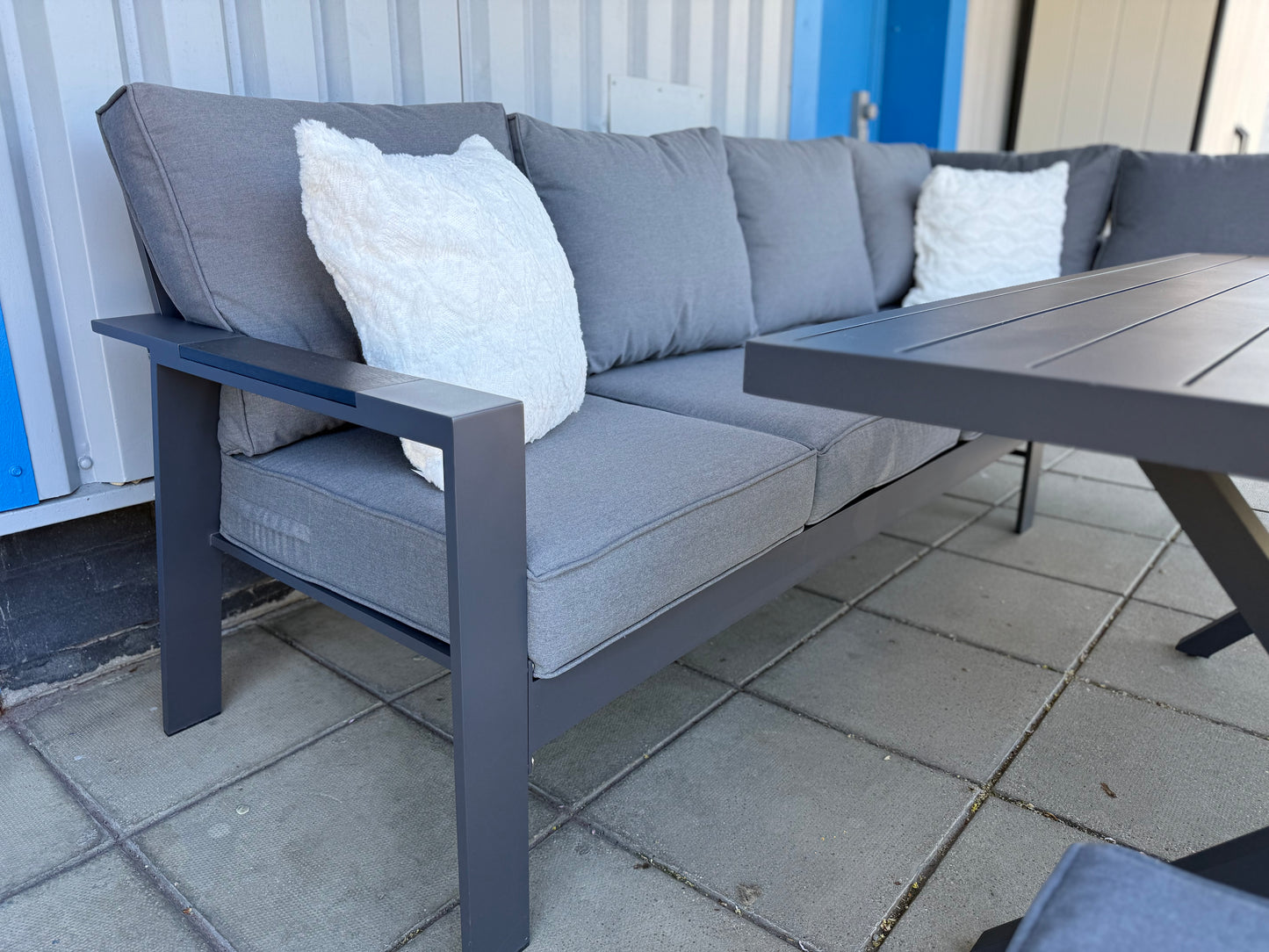 Vegas Grey Aluminium Large Corner Dining Set