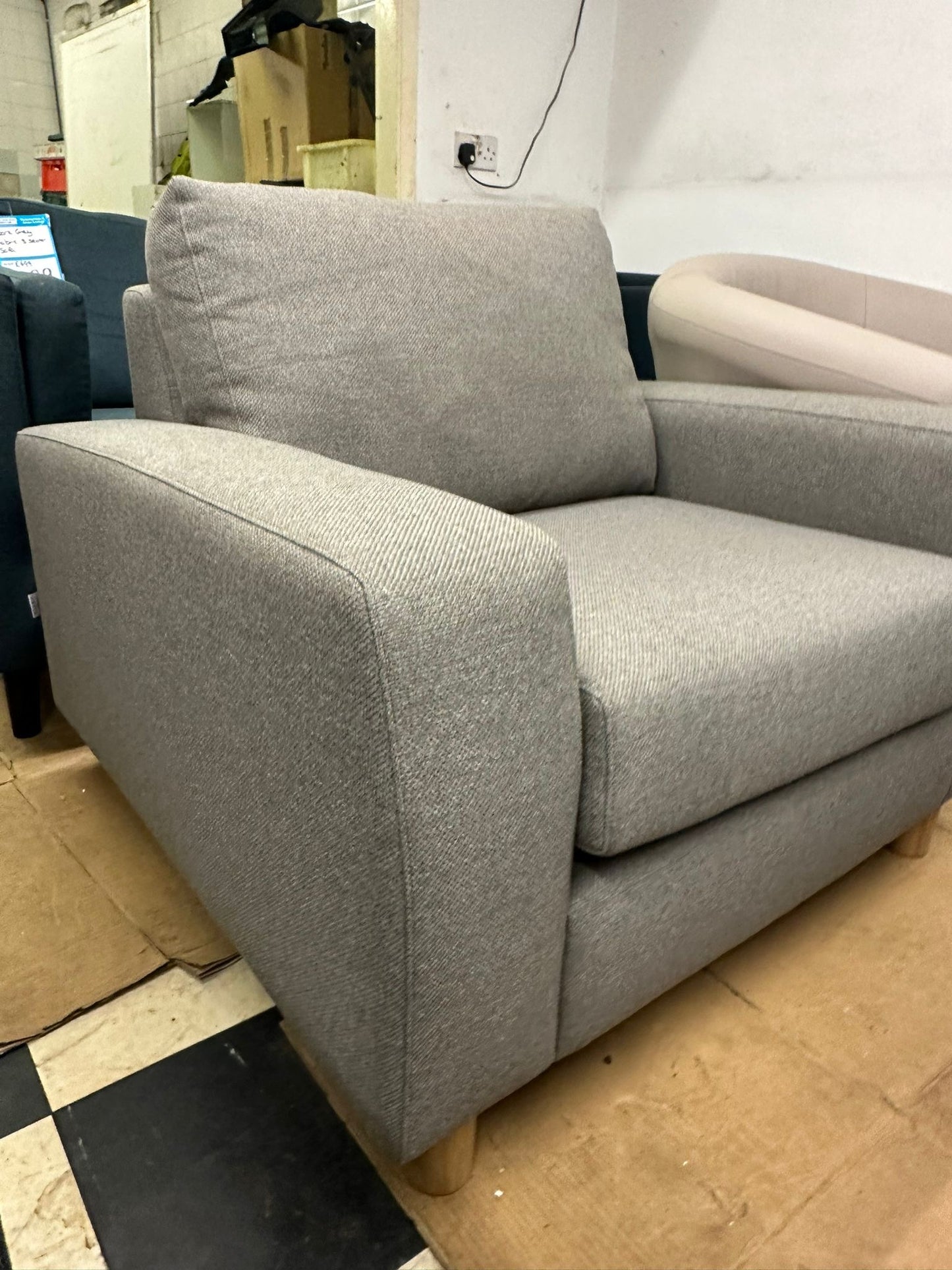 Light Grey Fabric Single Armchair