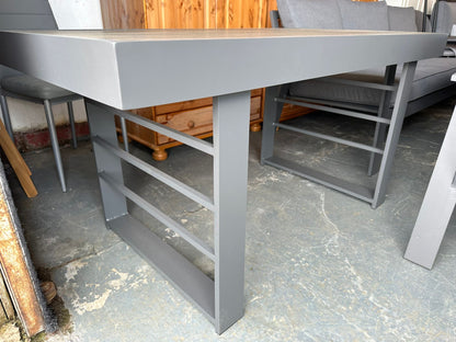 Grey Aluminium Poly Wood Top Dining Table