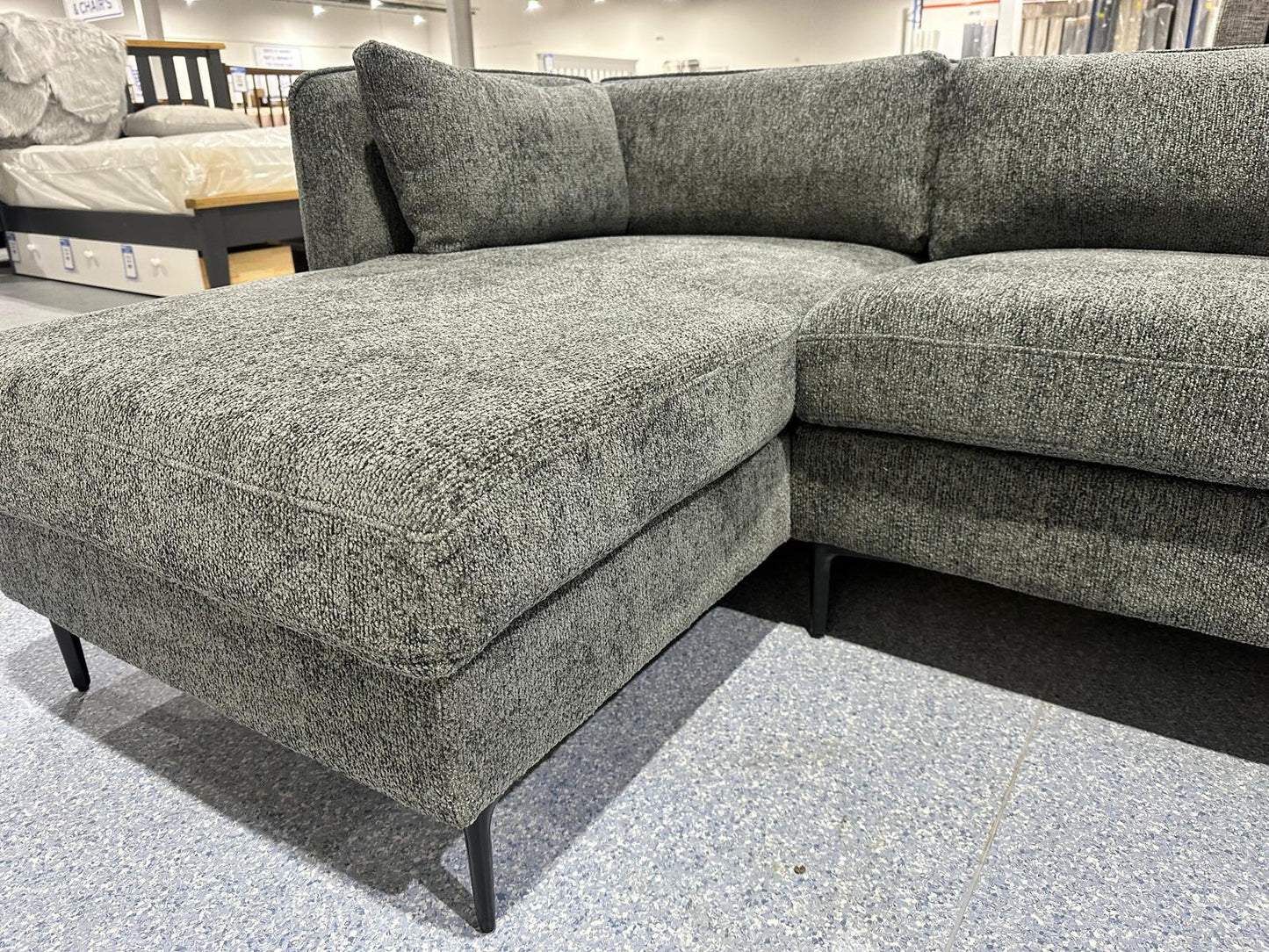 Ashen Grey Fabric Corner Chaise Sofa