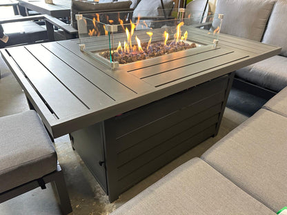 Vegas Grey Aluminium Large Corner Fire Pit Table Set