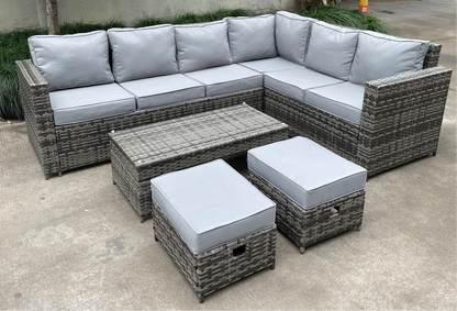 Set LCL70R – Mixed Grey Rattan Large Corner Lounge Set