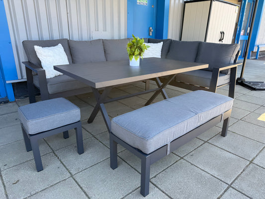 Vegas Grey Aluminium Large Corner Dining Set