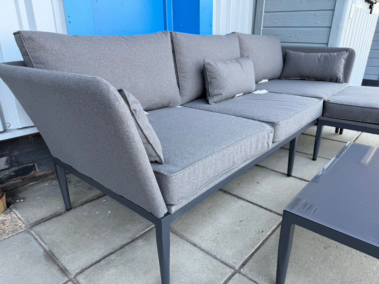 Phoenix Grey Fabric Corner Chaise Set