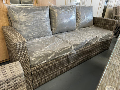 EDF Light Mixed Grey Rattan 7 Seater Sofa Rising Table Set