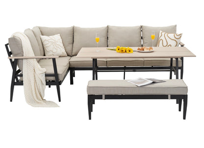 California Aluminium Large Corner Dining Set and Armchair