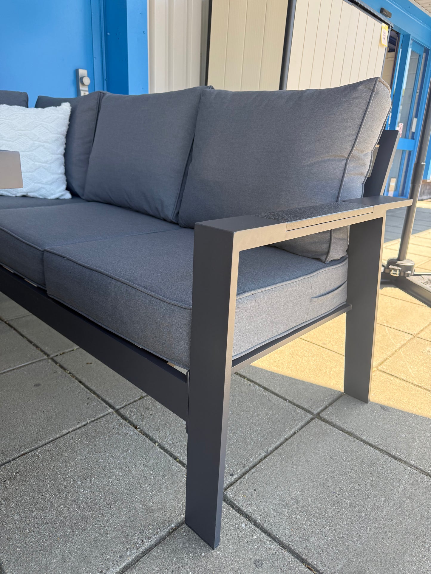 Vegas Aluminium Large Corner Sofa With Rising Firepit Table Set