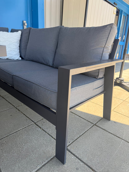 Vegas Aluminium Large Corner Sofa With Rising Firepit Table Set