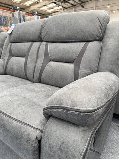 Venice Marble Grey Fabric 2 Seater Manual Reclining Sofa