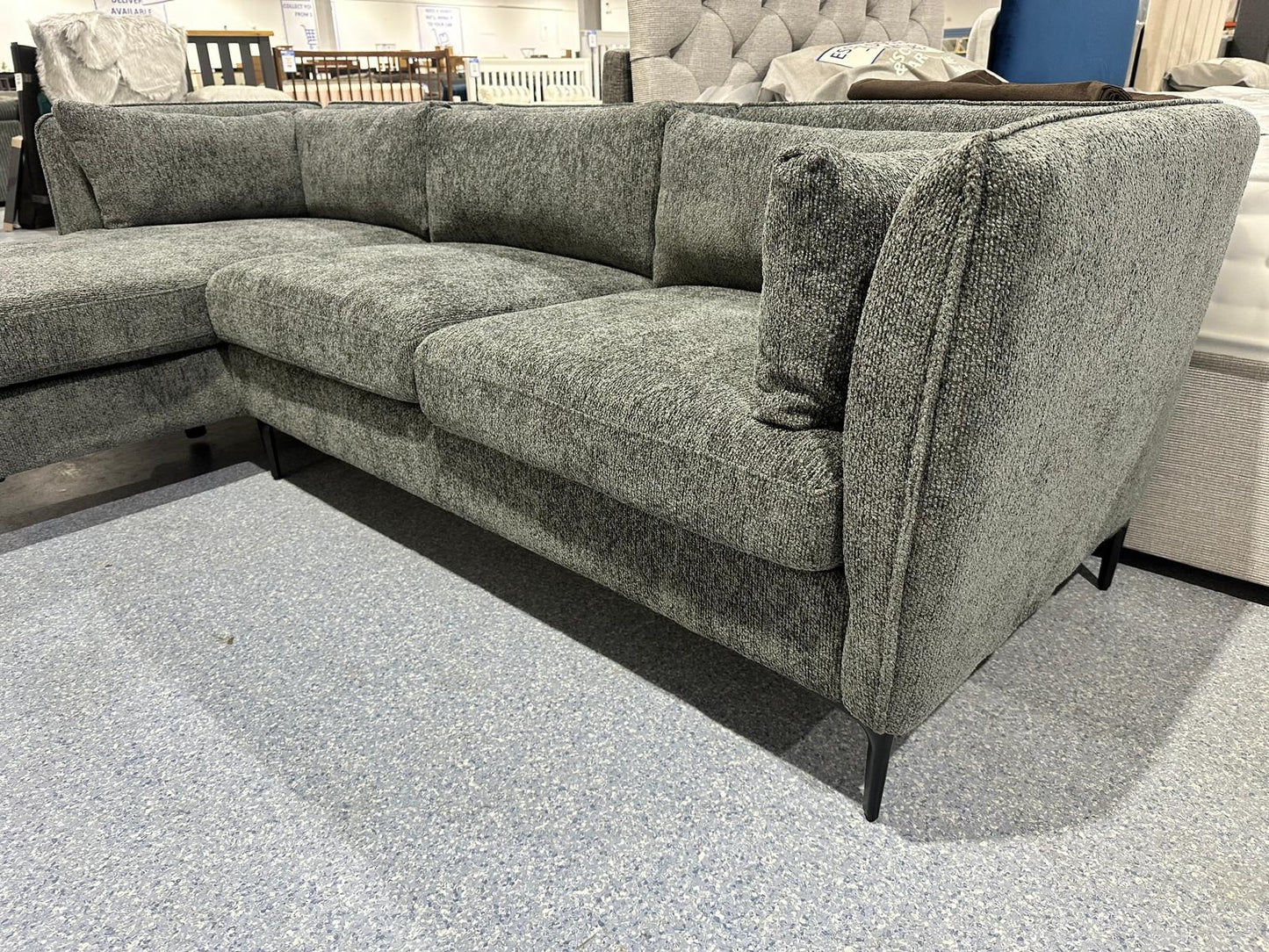 Ashen Grey Fabric Corner Chaise Sofa