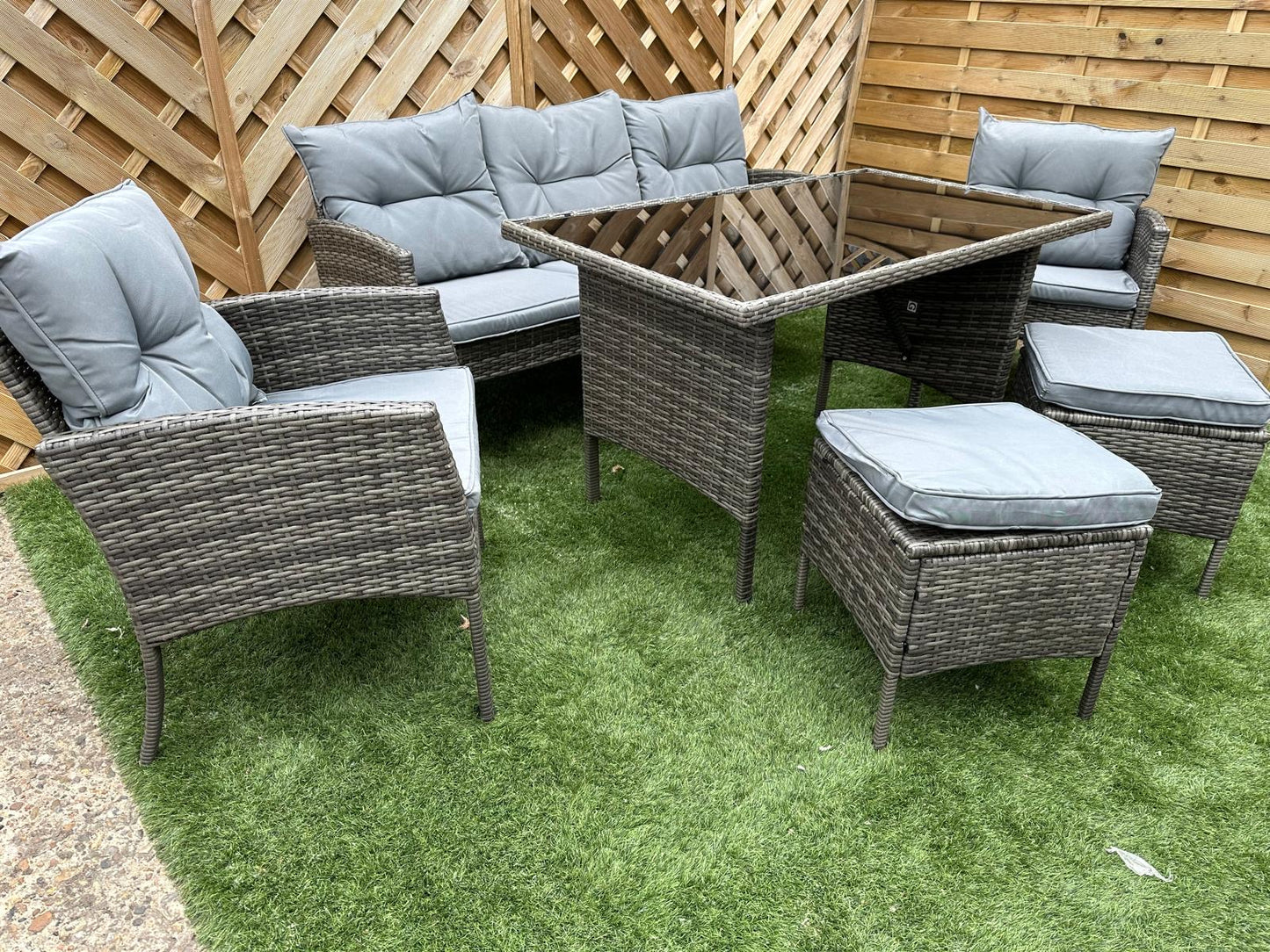 SFS078 – Mixed Grey Rattan 7 Seater Sofa Dining Set