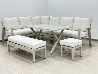 Vegas Beige Aluminium Large Corner Dining Set