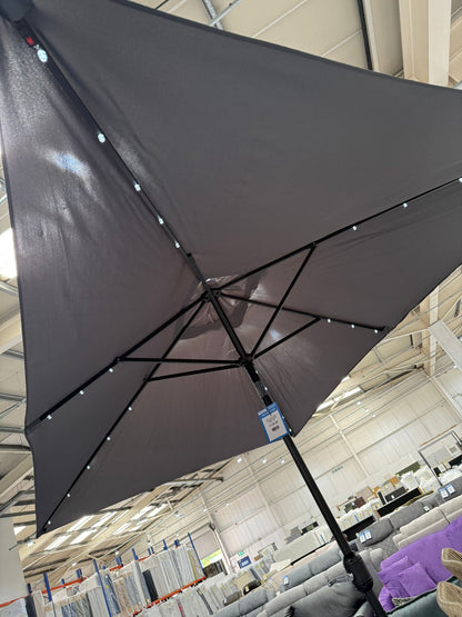 Dark Grey 3x2M Straight Parasol With LED's