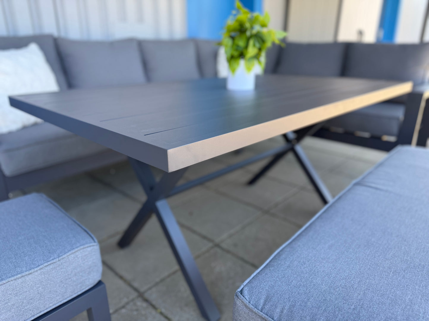 Vegas Grey Aluminium Large Corner Dining Set