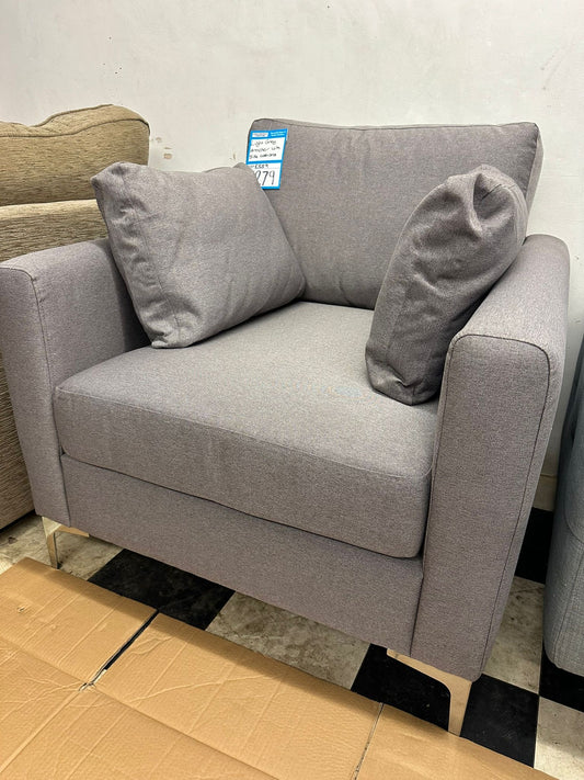 Light Grey Fabric Armchair With Side Cushions