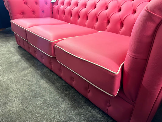 Pink Leather Chesterfield Sofa