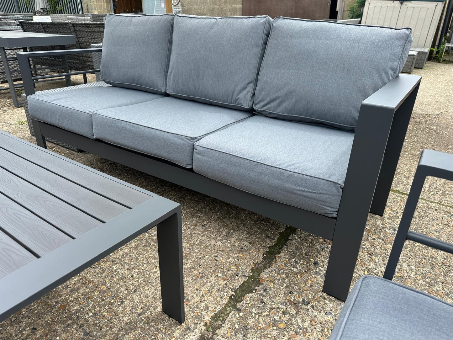 Grey Aluminium 5 Seater Sofa Lounge Set