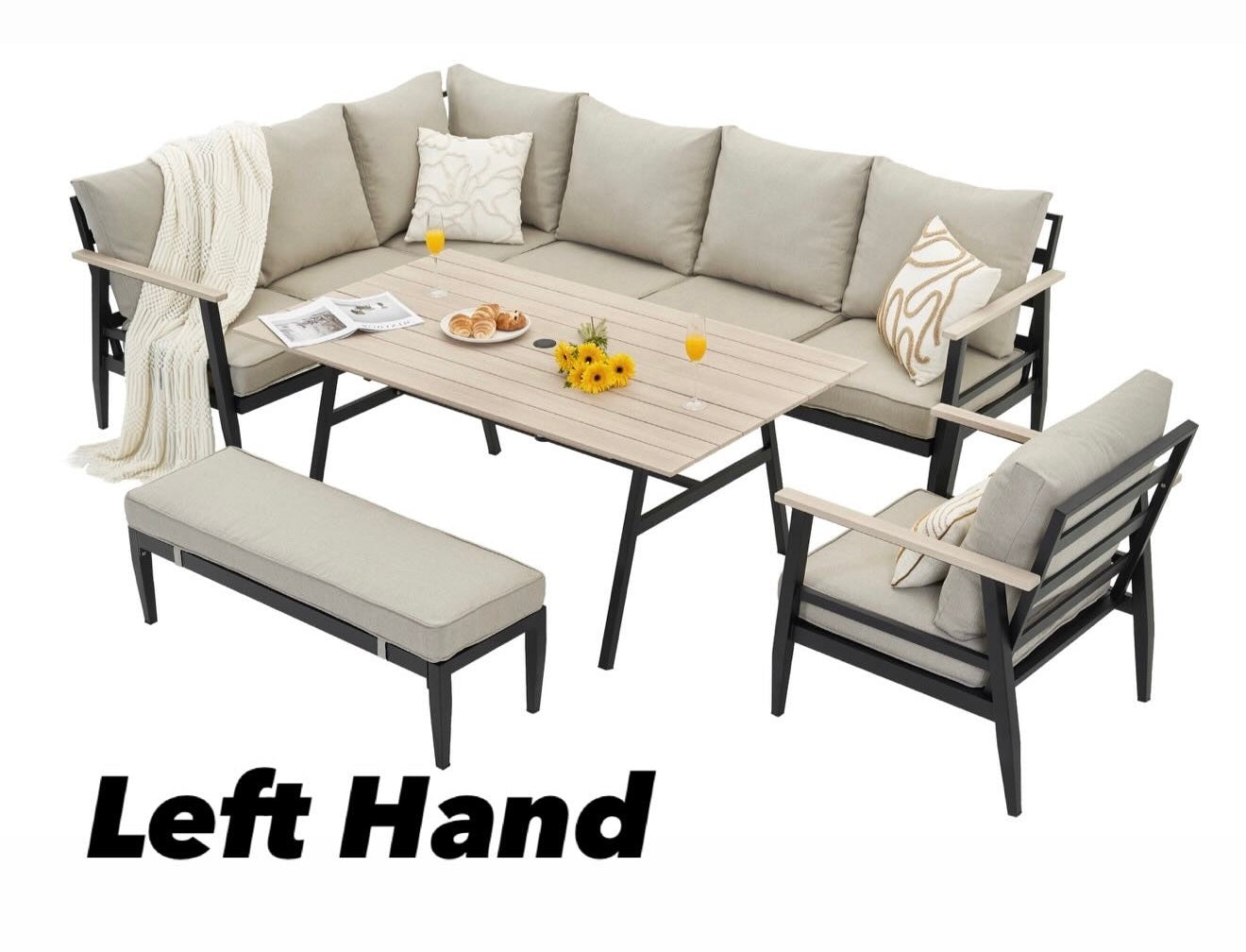California Aluminium Large Corner Dining Set and Armchair