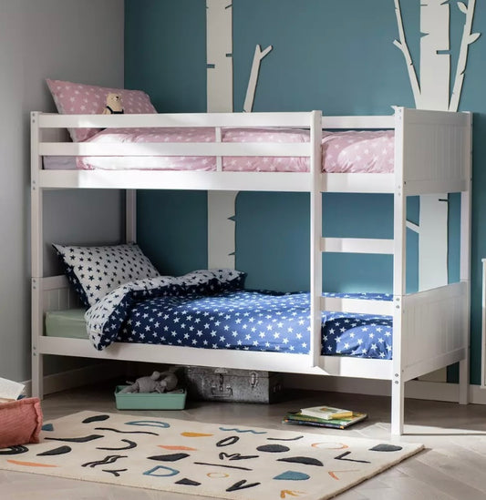 White Wooden Detachable Bunk Bed