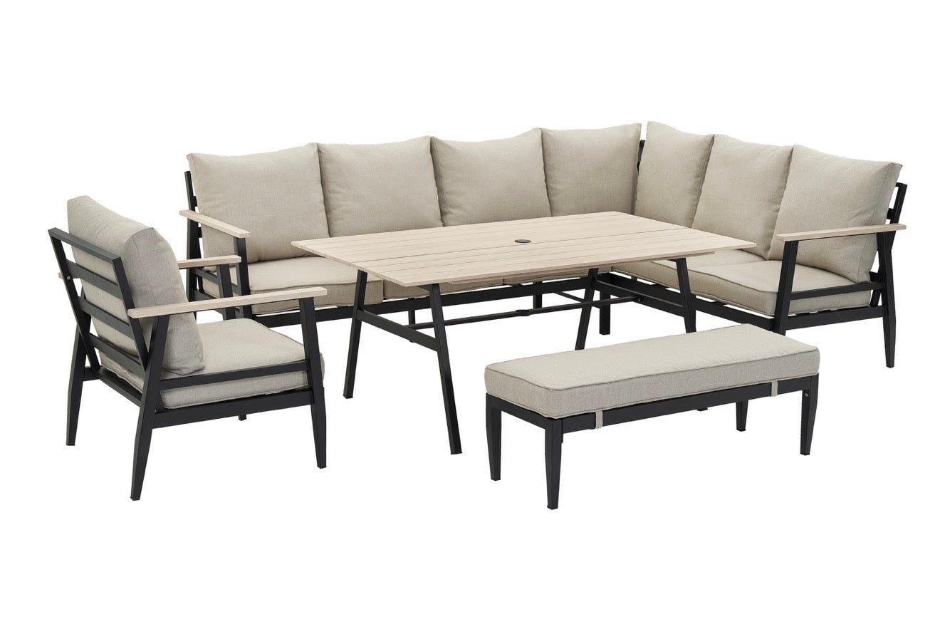 California Aluminium Large Corner Dining Set and Armchair