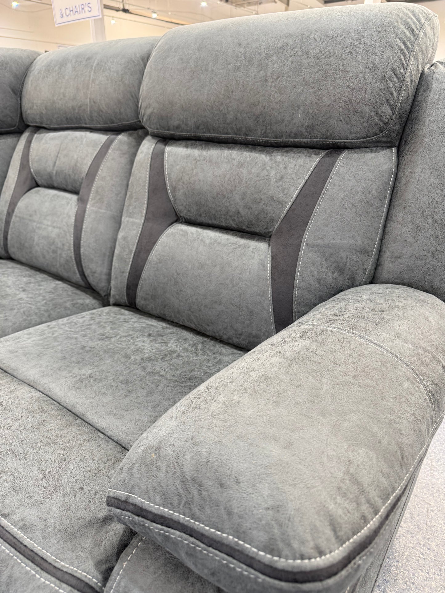 Venice Marble Grey Fabric Corner Reclining Sofa