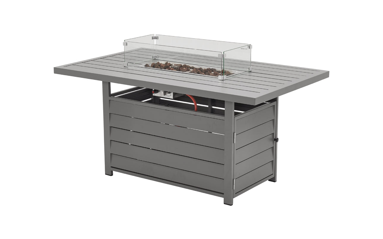 PRE ORDER Vegas Light Grey Aluminium Large Corner Fire Pit Table Set