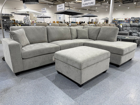 Nimbus Light Grey Corner Sofa & Footstool