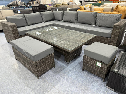 Cuba Grey Rattan Corner Rising Table Set