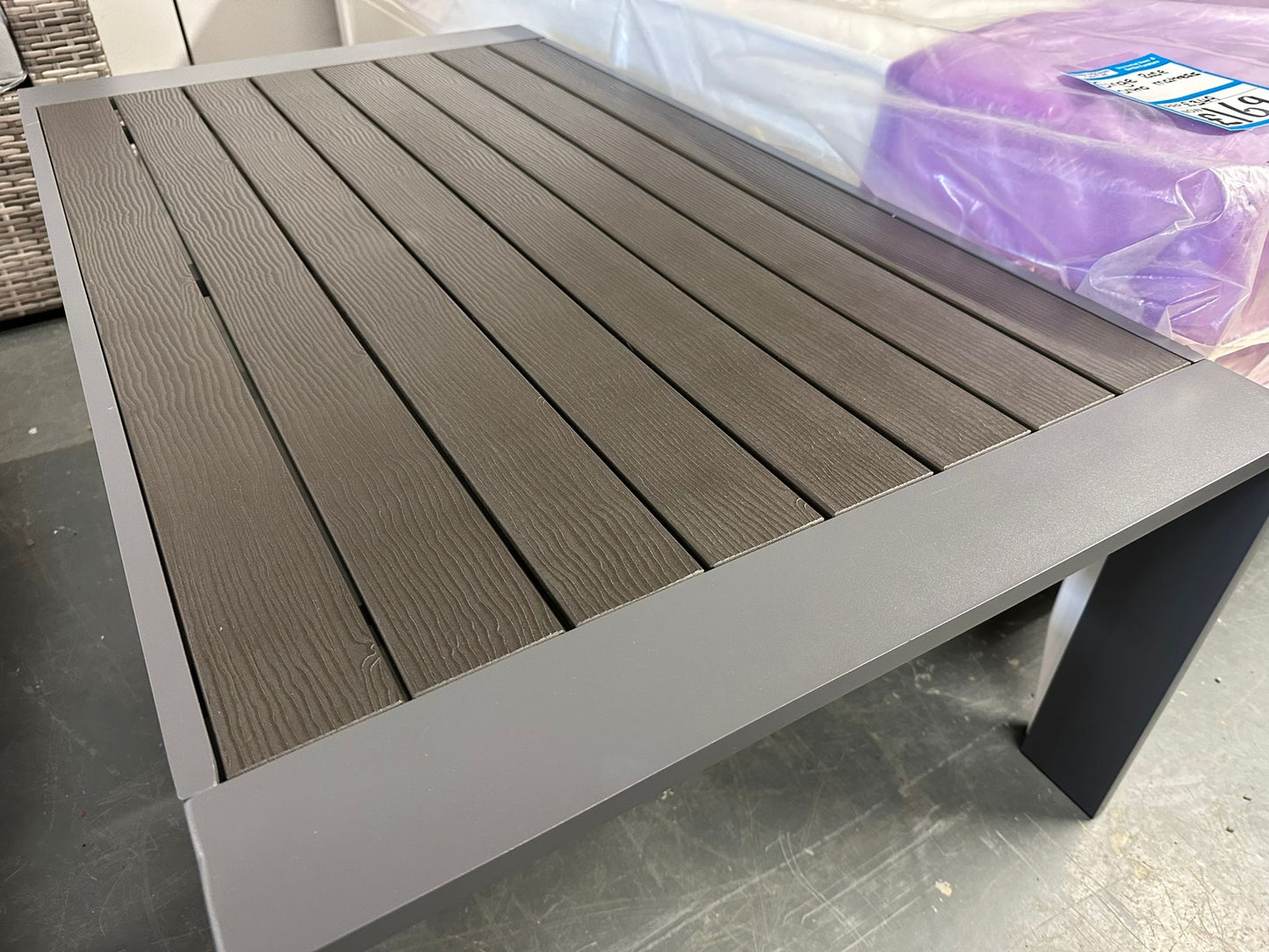 Grey Aluminium Poly Wood Top Coffee Table