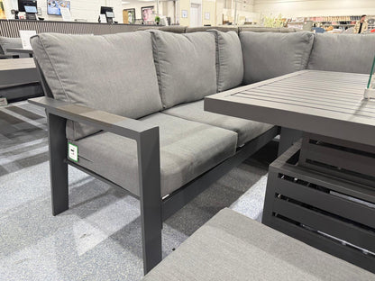 Vegas Aluminium Large Corner Sofa With Rising Firepit Table Set