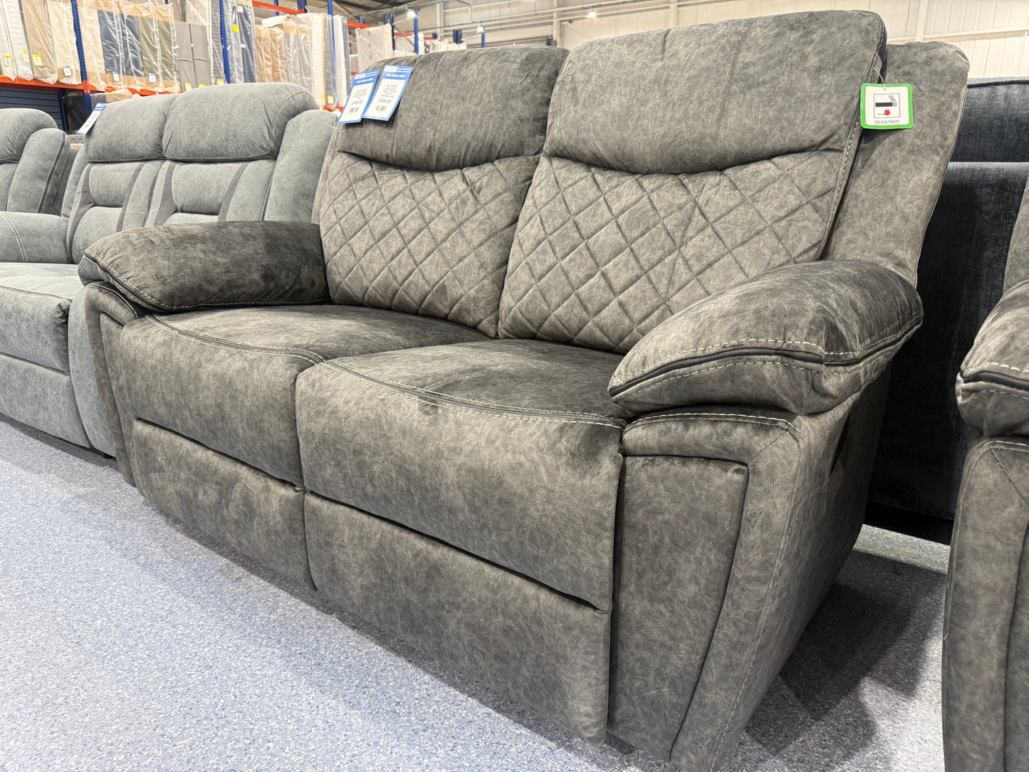 Lorenza Grey Fabric 2 Seater Manual Reclining Sofa