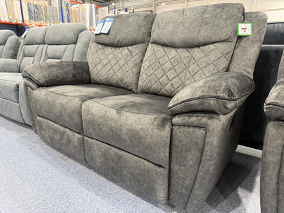 Lorenza Grey Fabric 2 Seater Manual Reclining Sofa