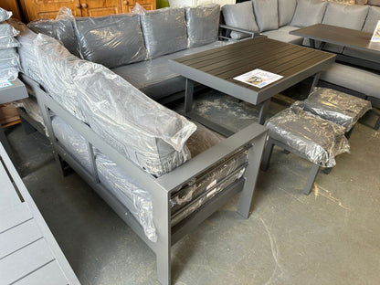 Grey Aluminium Large Corner Dining Set