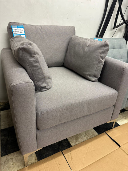 Light Grey Fabric Armchair With Side Cushions