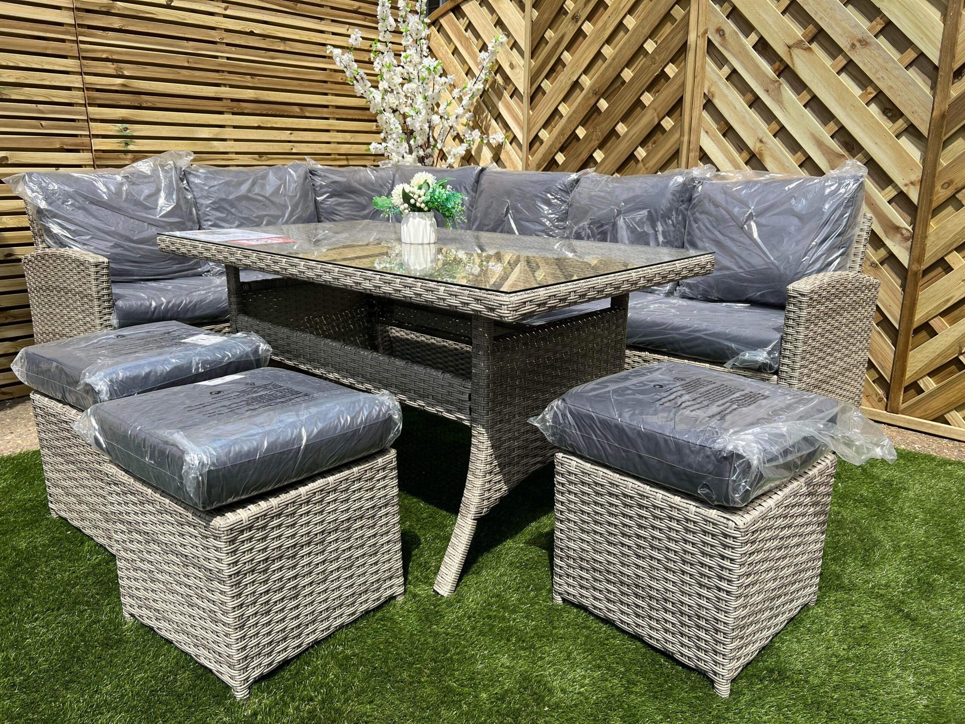 Grey Rattan Garden Furniture Barcelona Rattan Dining Set Grey