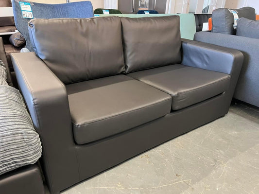 Black PU Leather 2 Seater Sofa Bed